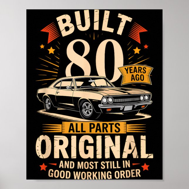 Poster Construído há 80 anos - Presente engraçado de 80º  (Frente)
