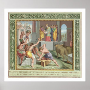 Póster Construindo o templo de Solomon, ilustração de