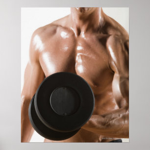 Póster Construtor de corpo masculino que dobra o peso de
