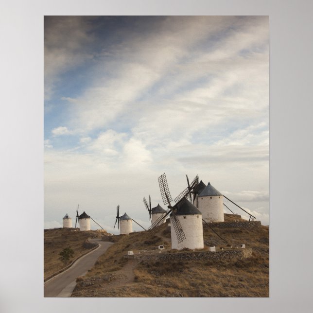 Póster Consuegra, antigos moinhos de vento de La Mancha (Frente)