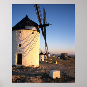 Póster Consuegra, La Mancha, Espanha, moinhos de vento