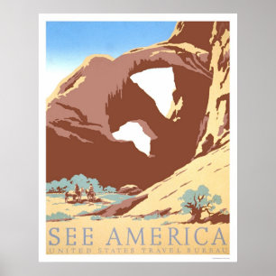 Poster Consulte América Viagem 1939 WPA
