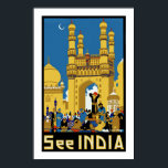 Poster Consulte Índia ~ Hyderabad<br><div class="desc">Vintage "Veja a Índia" Art Deco poster de viagens que promove o turismo em Hyderabad,  Índia.</div>