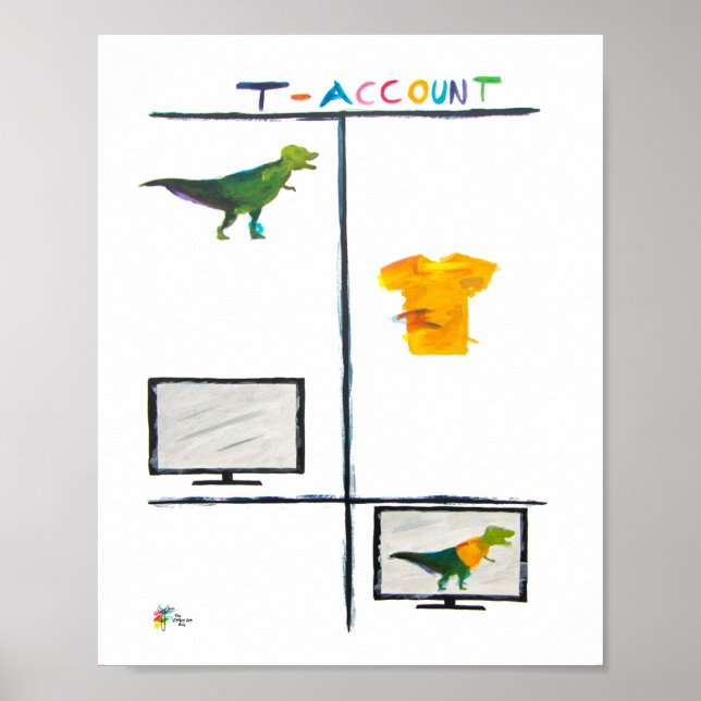 Poster Contador Arte T Rex T Conta Escritório de Contabil (Frente)