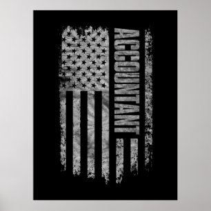 Poster Contador Bandeira EUA design desgastado