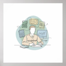 Poster contador, simples e mínima arte de uma linha contí