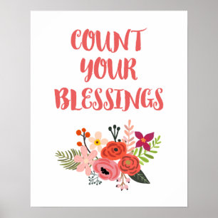 Póster Contagem floral bonito suas bênçãos