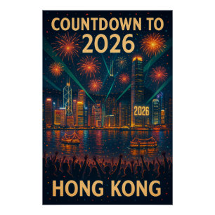 Póster Contagem regressiva para 2026 em Hong Kong