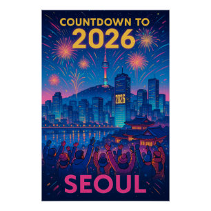 Póster Contagem regressiva para 2026 em Seul, Coreia do S