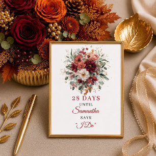 Poster Contagem regressiva para chá de noiva boêmio flora