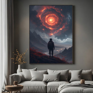 Poster Contemplação Cósmica Vórtice de Fogo