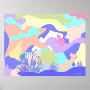 Poster Contemporâneo de Abstrato de arte feliz no dia