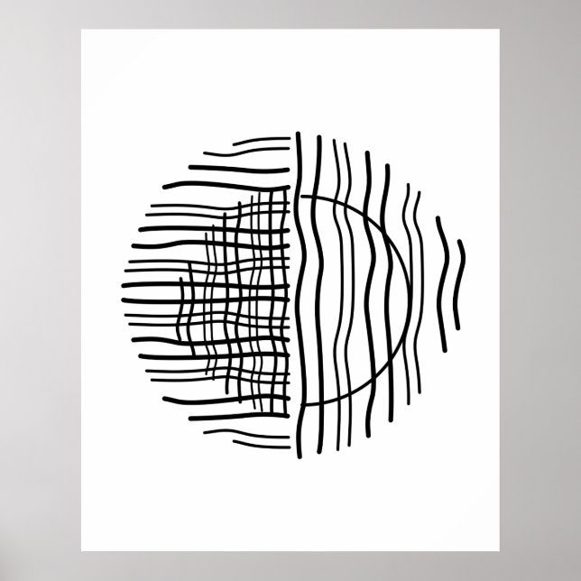 Poster Contemporâneo de Meio século Preto Geométrico (Frente)