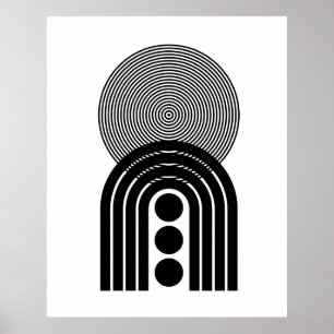 Poster Contemporâneo de Meio século Preto Geométrico