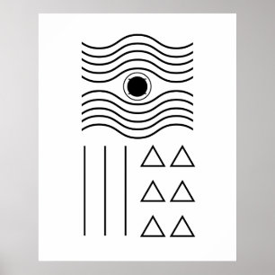 Poster Contemporâneo de Meio século Preto Geométrico