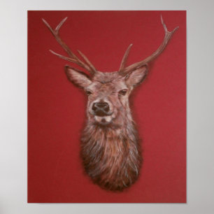 Poster contemporâneo do veado do veado vermelho