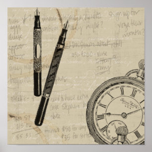 Póster Conter Canetas e Rosto com Notas