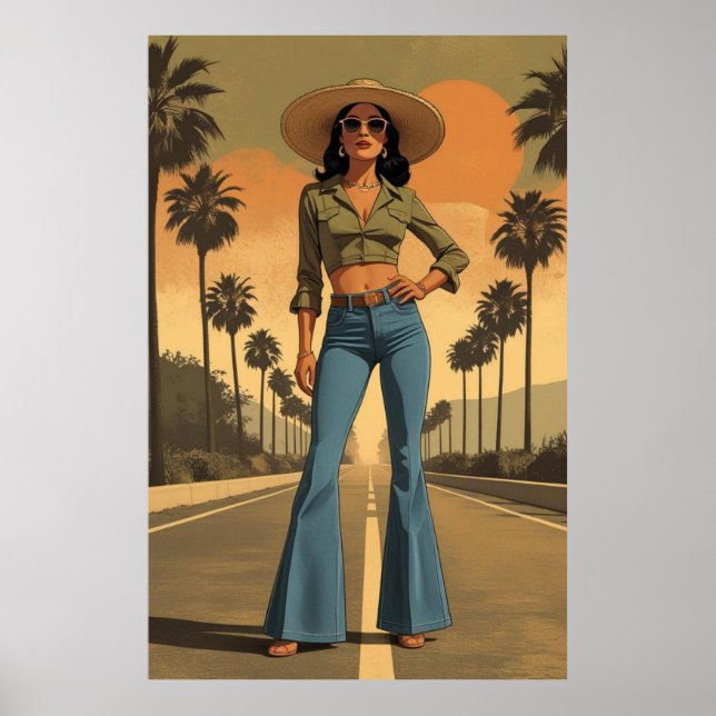 Poster conteúdo genérico Mulher do século 70 em Bellbotsu (Frente)