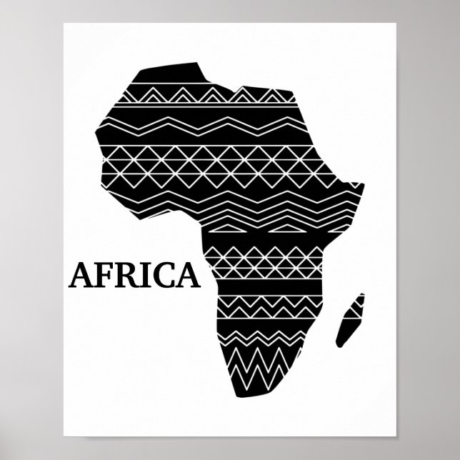 Poster Continente Africano Negro e Branco (Frente)