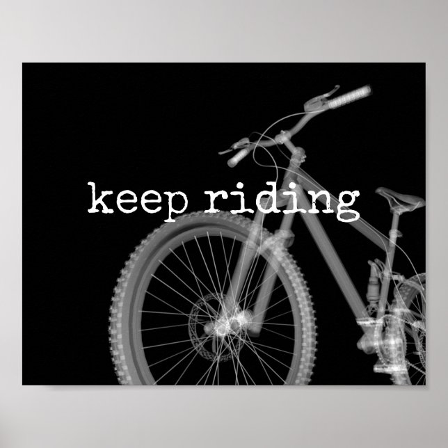 Poster continue andando de bicicleta citando preto modern (Frente)