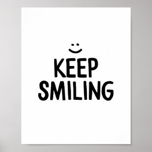 Poster Continue sorrindo a citação de felicidade Inspirac