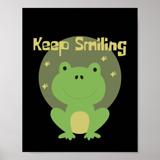 Poster Continue sorrindo o sapo verde do bebê Kawaii sorr (Frente)