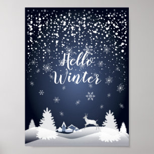 Poster Conto de fadas da noite de Natal. Floresta da