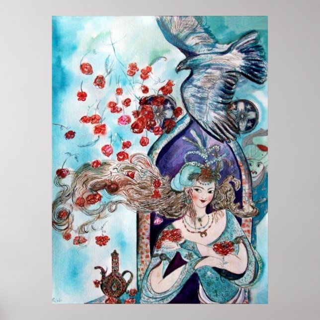 POSTER CONTO DE FADAS ORIENTAL / PRINCESA, ROSAS VERMELHA (Frente)