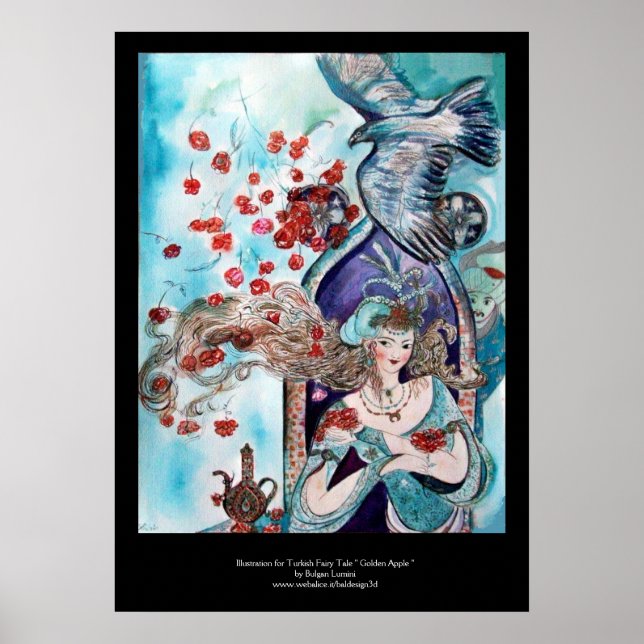 PÓSTER CONTO DE FADAS ORIENTAL / PRINCESA, ROSAS VERMELHA (Frente)