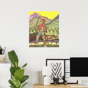 Poster Conto de Fadas Vintage, Menino e o Vento Norte, Ha