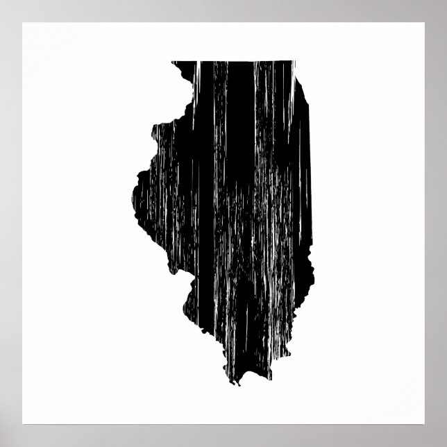 Poster Contorno do Estado de Illinois em dificuldades (Frente)