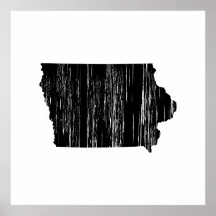 Póster Contorno do Estado de Iowa em dificuldades
