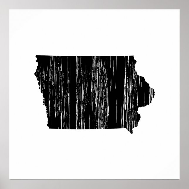 Póster Contorno do Estado de Iowa em dificuldades (Frente)