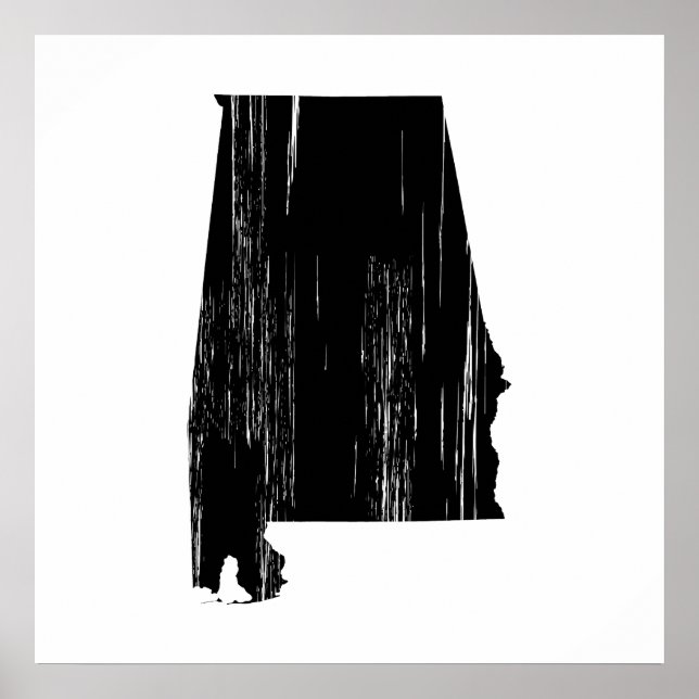 Póster Contorno do Estado do Alabama em apuros (Frente)