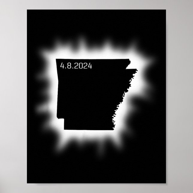 Poster Contorno do Estado do Arkansas Eclipse Solar 8 de  (Frente)