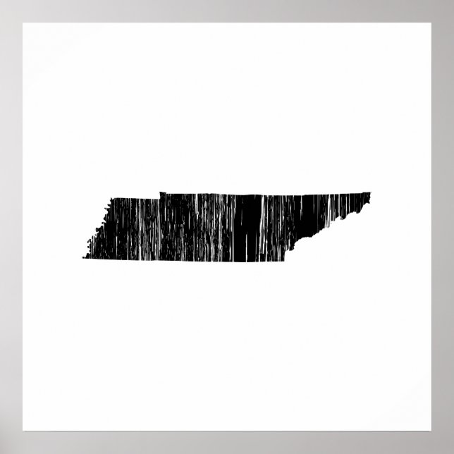 Poster Contorno do Estado do Tennessee em dificuldades (Frente)