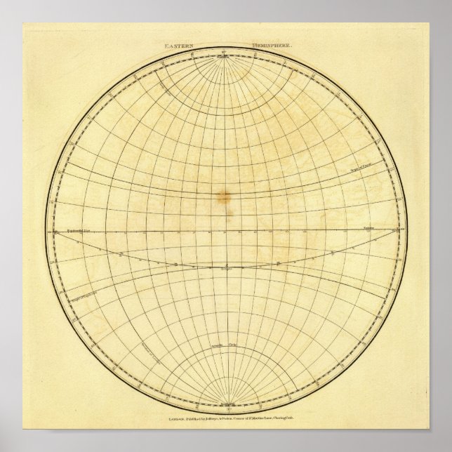 Póster Contorno do Hemisfério Leste (Frente)