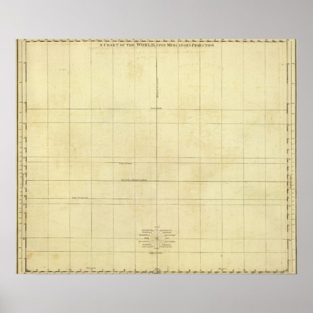 Póster Contorno do Mapa Mundial (Frente)