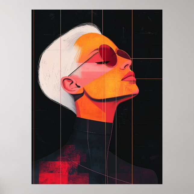Poster Contornos Cromáticos — Retrato de Mulher Moderna (Frente)