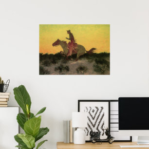 Poster Contra o Pôr do Sol de Remington, Velhos Cowboys