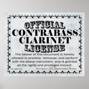 Póster Contrabass Clarinet License