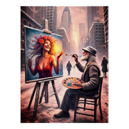 Póster Contraste dos mundos - A visão do pintor