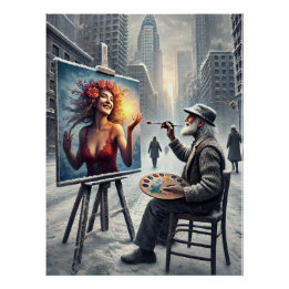 Póster Contraste dos mundos - A visão do pintor