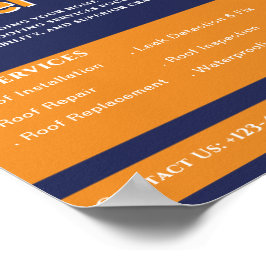 Poster Contratante de Telhados Azul Dourado Branco Person