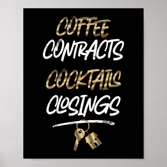 Poster Contratos de Café do Realtor Coquetéis Coquetéis C (Frente)