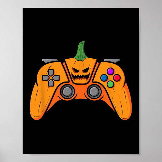 Poster Controlador De Jogo De Vídeo Halloween Com Cara De (Frente)