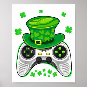 Poster Controlador de Jogo Shamrock Gamer Dia de São Patr