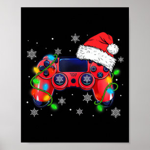 Poster Controlador de Video Game Chapéu de Natal do Papai