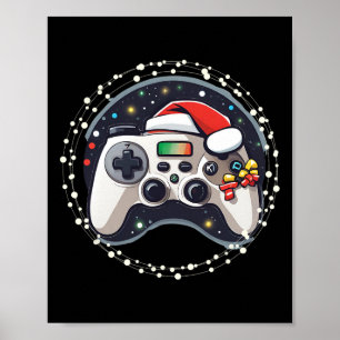 Poster Controlador de Video Game Chapéu de Papai Noel Nat