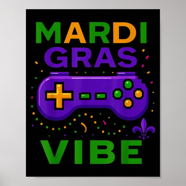 Poster Controlador de Vídeo Game Retro com Vibe de Mardi  (Frente)